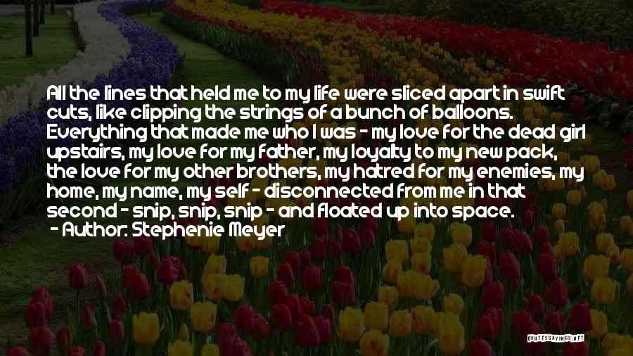 Stephenie Meyer Quotes: All The Lines That Held Me To My Life Were Sliced Apart In Swift Cuts, Like Clipping The Strings Of