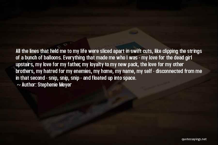 Stephenie Meyer Quotes: All The Lines That Held Me To My Life Were Sliced Apart In Swift Cuts, Like Clipping The Strings Of