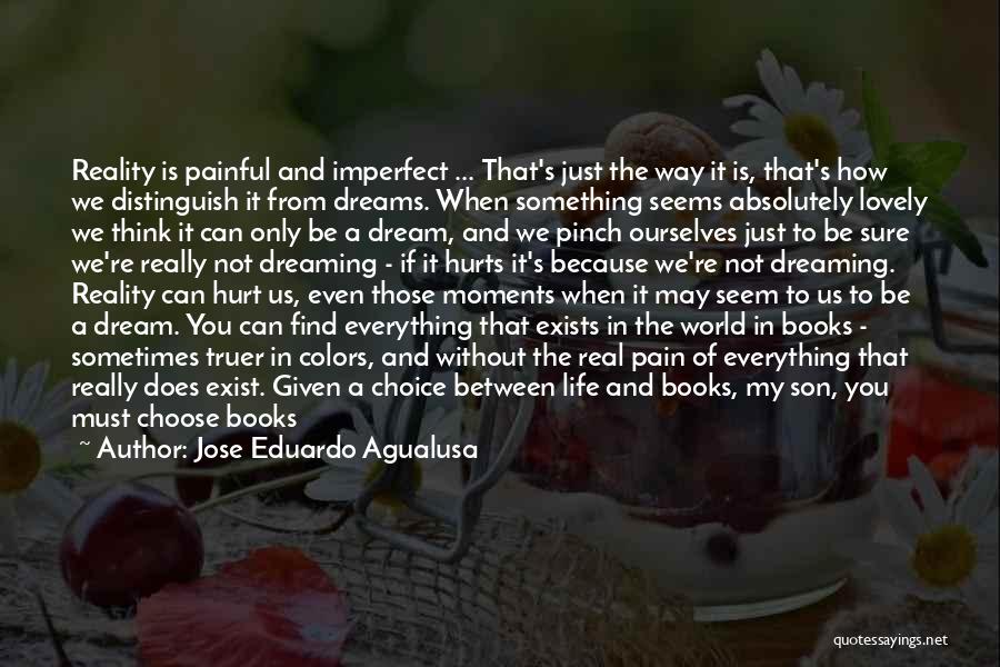 Jose Eduardo Agualusa Quotes: Reality Is Painful And Imperfect ... That's Just The Way It Is, That's How We Distinguish It From Dreams. When
