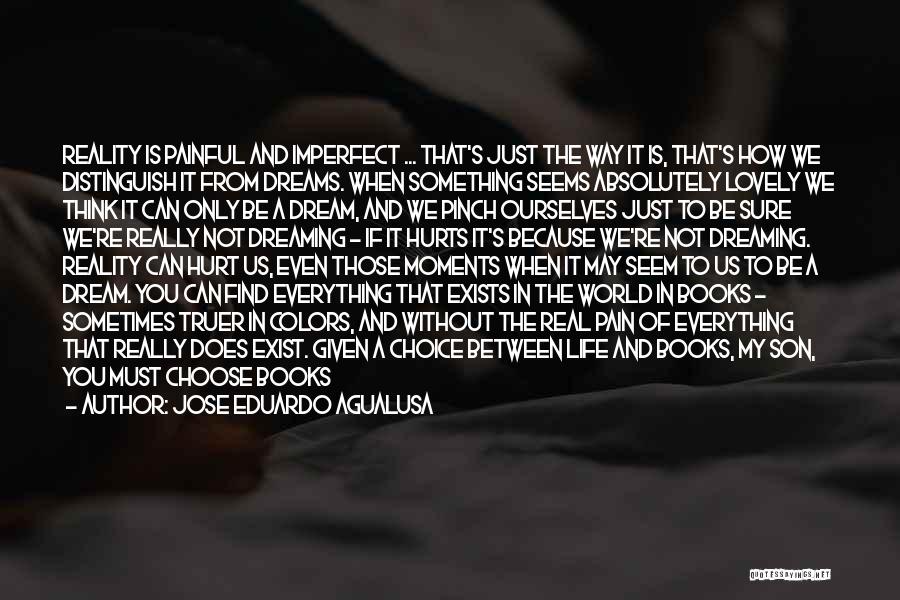 Jose Eduardo Agualusa Quotes: Reality Is Painful And Imperfect ... That's Just The Way It Is, That's How We Distinguish It From Dreams. When