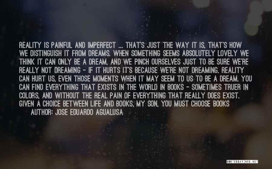 Jose Eduardo Agualusa Quotes: Reality Is Painful And Imperfect ... That's Just The Way It Is, That's How We Distinguish It From Dreams. When