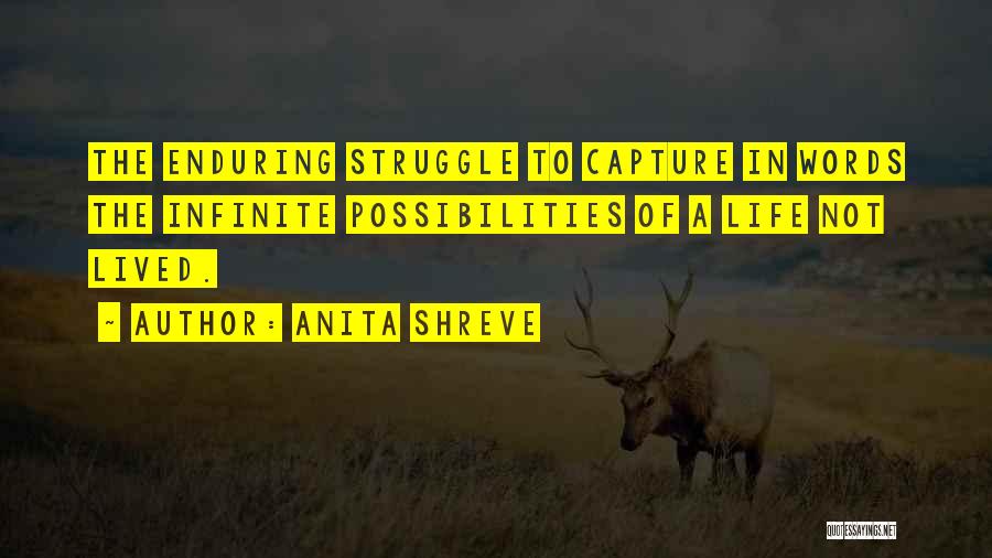 Anita Shreve Quotes: The Enduring Struggle To Capture In Words The Infinite Possibilities Of A Life Not Lived.