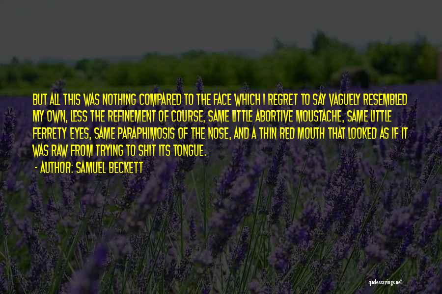 Samuel Beckett Quotes: But All This Was Nothing Compared To The Face Which I Regret To Say Vaguely Resembled My Own, Less The