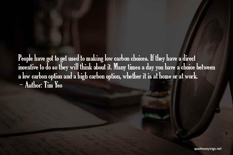 Tim Yeo Quotes: People Have Got To Get Used To Making Low Carbon Choices. If They Have A Direct Incentive To Do So