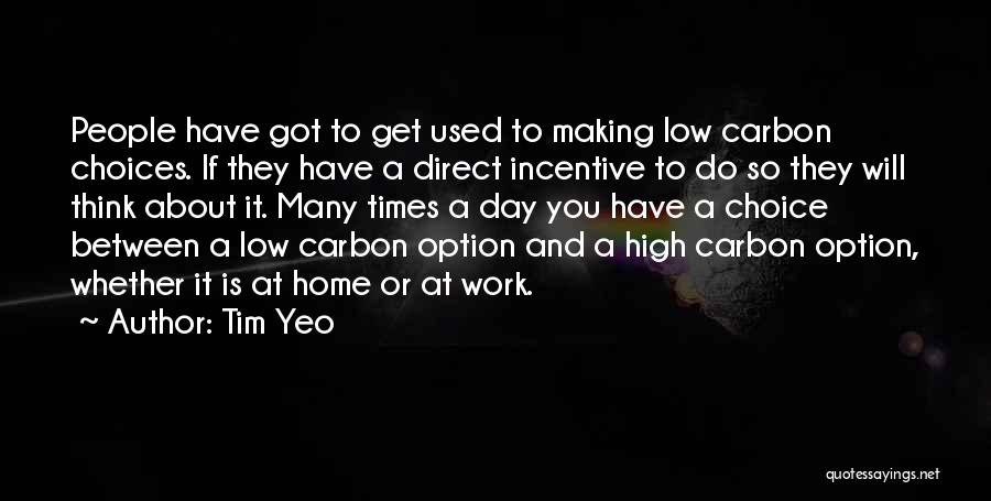 Tim Yeo Quotes: People Have Got To Get Used To Making Low Carbon Choices. If They Have A Direct Incentive To Do So