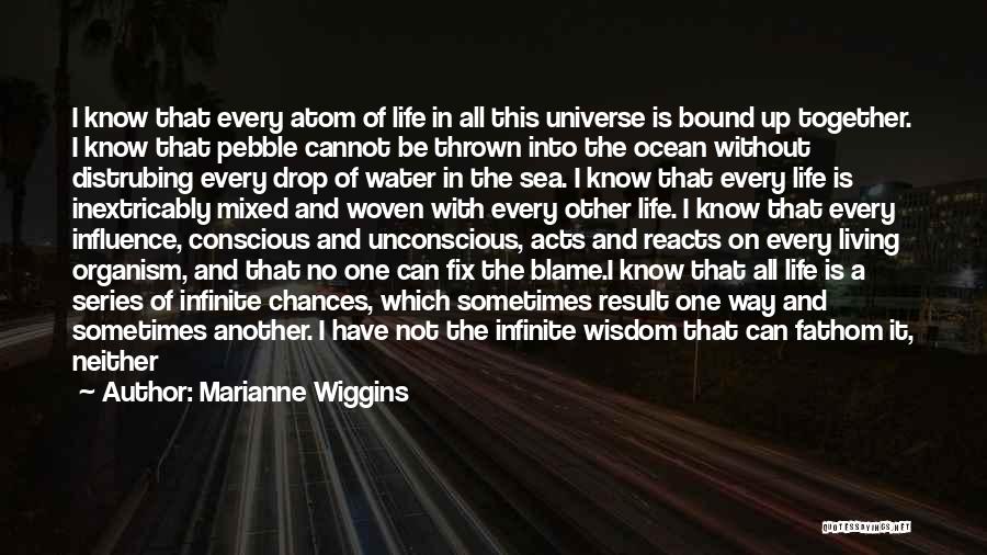 Marianne Wiggins Quotes: I Know That Every Atom Of Life In All This Universe Is Bound Up Together. I Know That Pebble Cannot