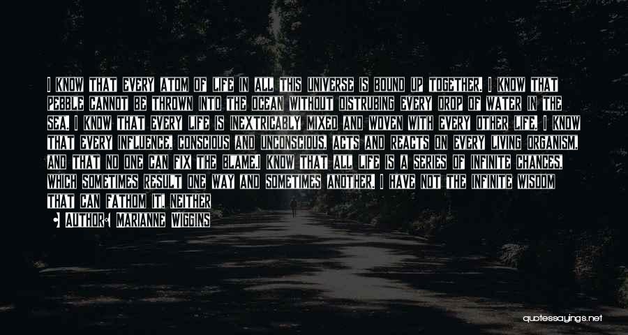 Marianne Wiggins Quotes: I Know That Every Atom Of Life In All This Universe Is Bound Up Together. I Know That Pebble Cannot