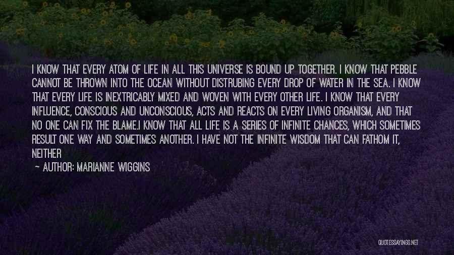 Marianne Wiggins Quotes: I Know That Every Atom Of Life In All This Universe Is Bound Up Together. I Know That Pebble Cannot