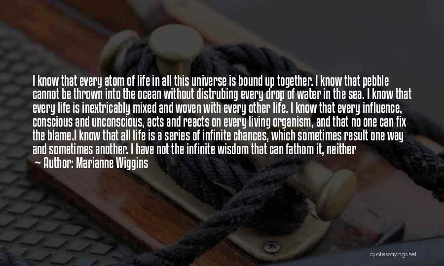 Marianne Wiggins Quotes: I Know That Every Atom Of Life In All This Universe Is Bound Up Together. I Know That Pebble Cannot