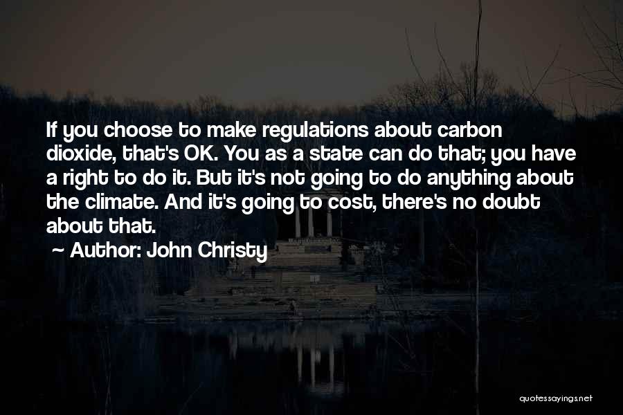 John Christy Quotes: If You Choose To Make Regulations About Carbon Dioxide, That's Ok. You As A State Can Do That; You Have