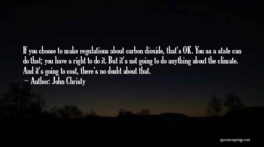 John Christy Quotes: If You Choose To Make Regulations About Carbon Dioxide, That's Ok. You As A State Can Do That; You Have