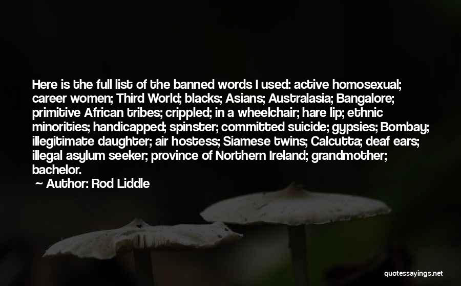 Rod Liddle Quotes: Here Is The Full List Of The Banned Words I Used: Active Homosexual; Career Women; Third World; Blacks; Asians; Australasia;