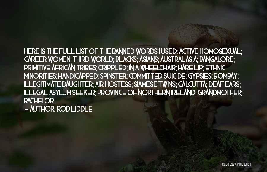 Rod Liddle Quotes: Here Is The Full List Of The Banned Words I Used: Active Homosexual; Career Women; Third World; Blacks; Asians; Australasia;