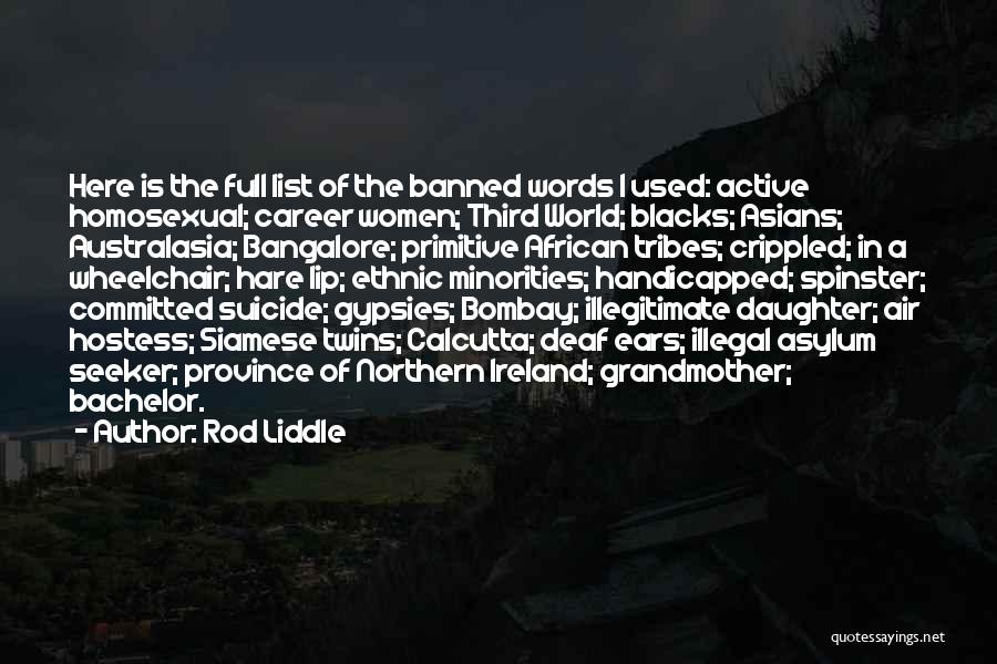 Rod Liddle Quotes: Here Is The Full List Of The Banned Words I Used: Active Homosexual; Career Women; Third World; Blacks; Asians; Australasia;