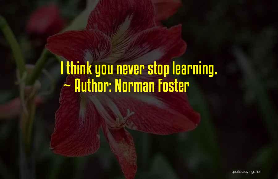 Norman Foster Quotes: I Think You Never Stop Learning.