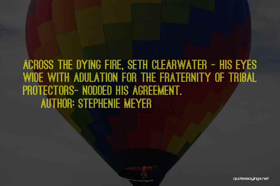 Stephenie Meyer Quotes: Across The Dying Fire, Seth Clearwater - His Eyes Wide With Adulation For The Fraternity Of Tribal Protectors- Nodded His