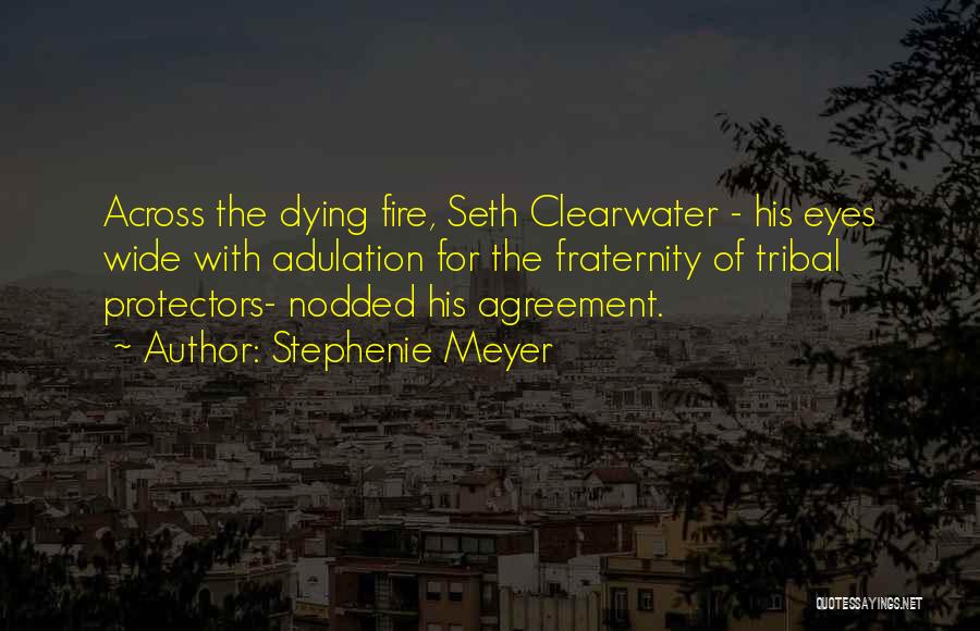 Stephenie Meyer Quotes: Across The Dying Fire, Seth Clearwater - His Eyes Wide With Adulation For The Fraternity Of Tribal Protectors- Nodded His