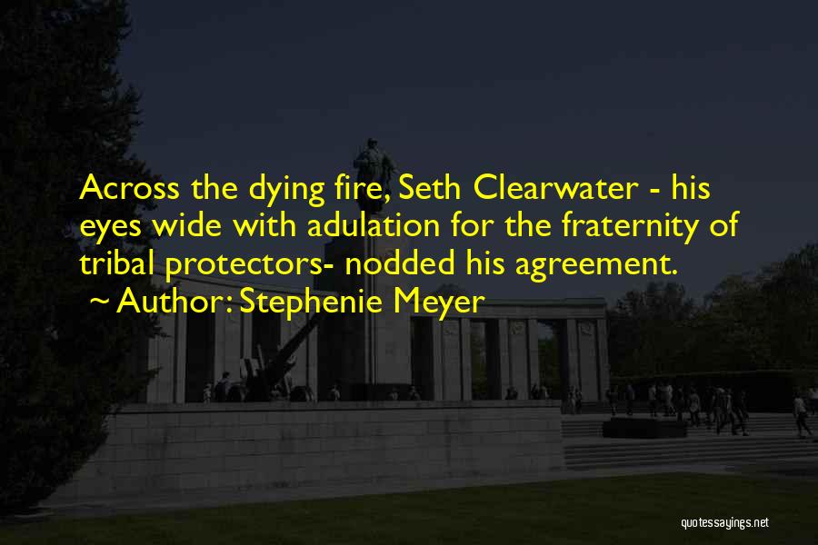 Stephenie Meyer Quotes: Across The Dying Fire, Seth Clearwater - His Eyes Wide With Adulation For The Fraternity Of Tribal Protectors- Nodded His