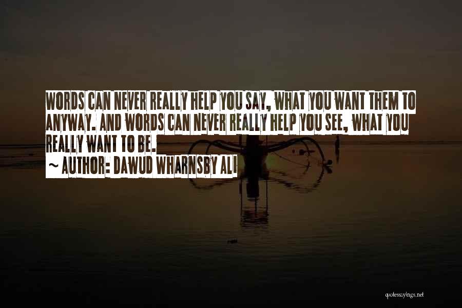 Dawud Wharnsby Ali Quotes: Words Can Never Really Help You Say, What You Want Them To Anyway. And Words Can Never Really Help You