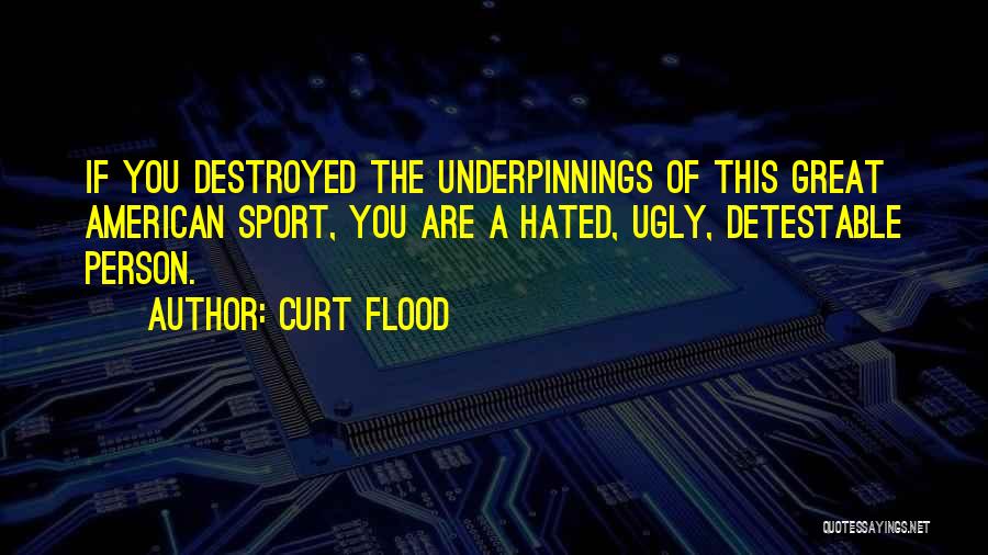 Curt Flood Quotes: If You Destroyed The Underpinnings Of This Great American Sport, You Are A Hated, Ugly, Detestable Person.