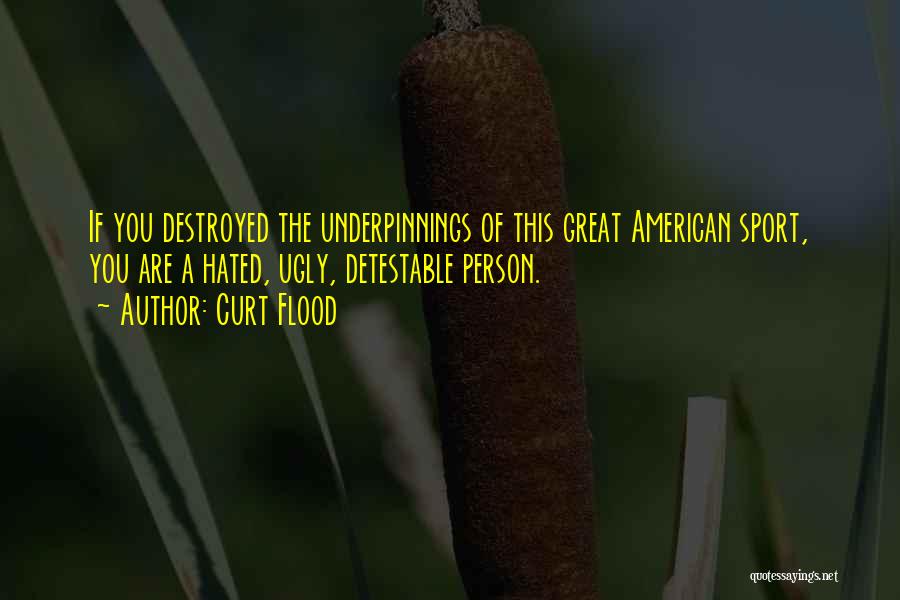 Curt Flood Quotes: If You Destroyed The Underpinnings Of This Great American Sport, You Are A Hated, Ugly, Detestable Person.