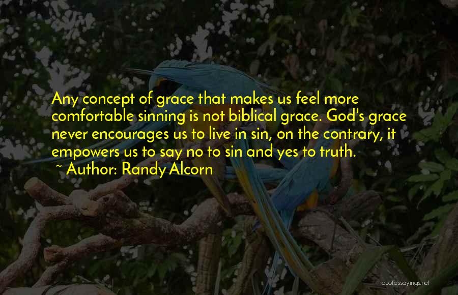 Randy Alcorn Quotes: Any Concept Of Grace That Makes Us Feel More Comfortable Sinning Is Not Biblical Grace. God's Grace Never Encourages Us