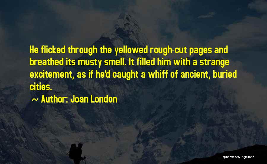 Joan London Quotes: He Flicked Through The Yellowed Rough-cut Pages And Breathed Its Musty Smell. It Filled Him With A Strange Excitement, As