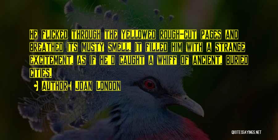 Joan London Quotes: He Flicked Through The Yellowed Rough-cut Pages And Breathed Its Musty Smell. It Filled Him With A Strange Excitement, As