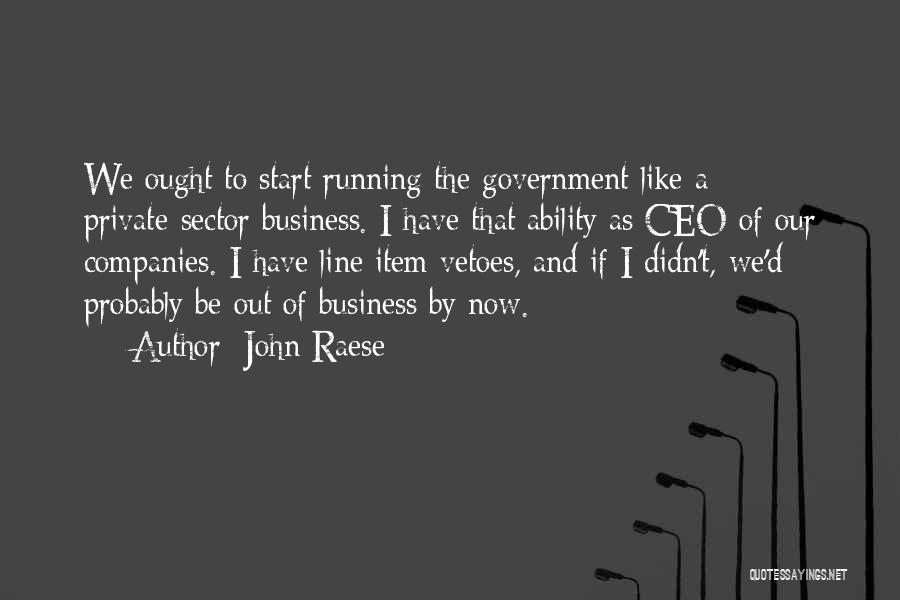 John Raese Quotes: We Ought To Start Running The Government Like A Private-sector Business. I Have That Ability As Ceo Of Our Companies.