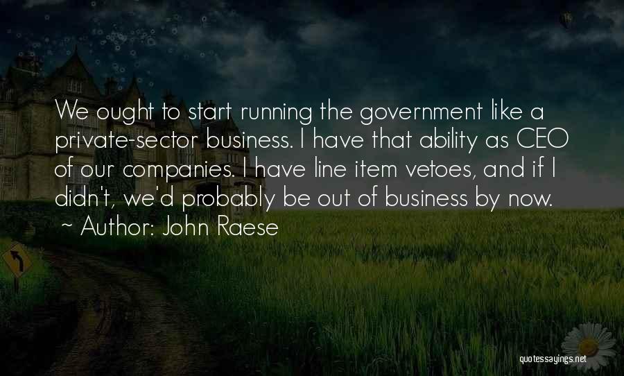 John Raese Quotes: We Ought To Start Running The Government Like A Private-sector Business. I Have That Ability As Ceo Of Our Companies.