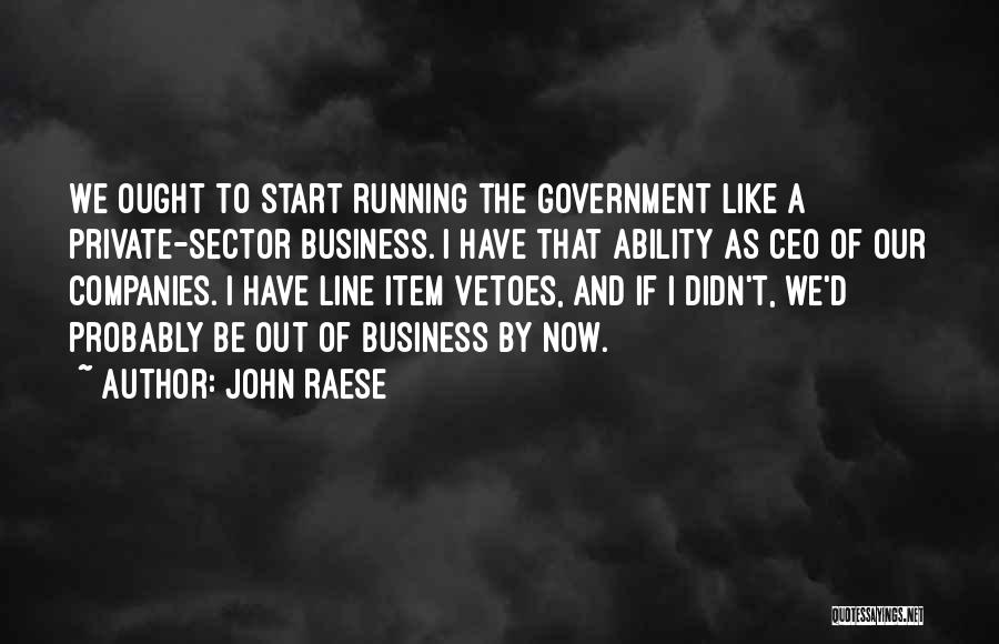 John Raese Quotes: We Ought To Start Running The Government Like A Private-sector Business. I Have That Ability As Ceo Of Our Companies.