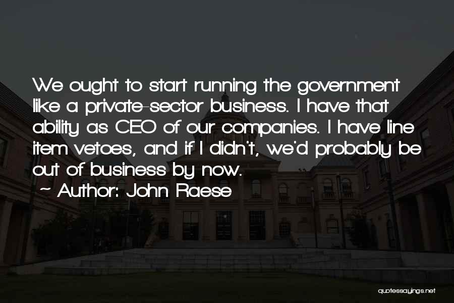 John Raese Quotes: We Ought To Start Running The Government Like A Private-sector Business. I Have That Ability As Ceo Of Our Companies.