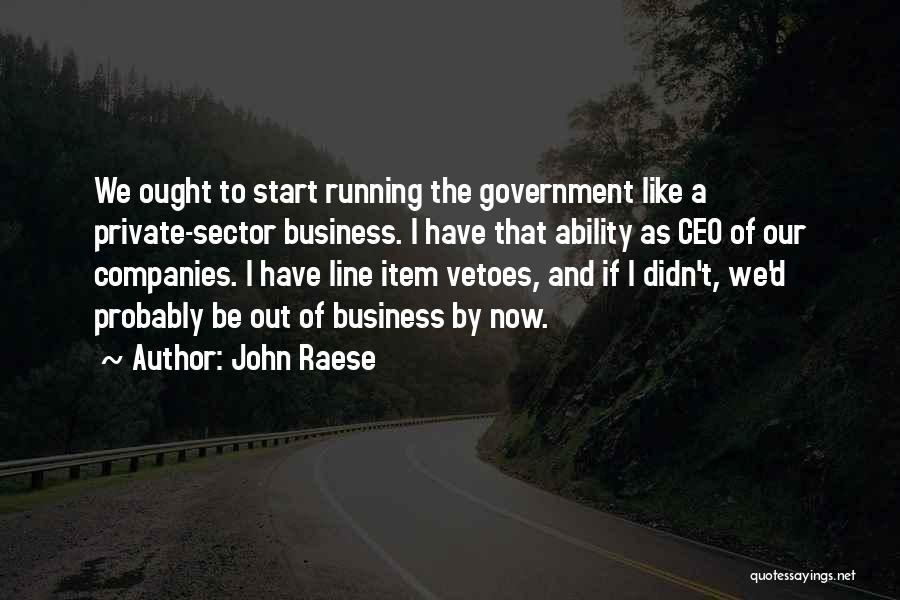 John Raese Quotes: We Ought To Start Running The Government Like A Private-sector Business. I Have That Ability As Ceo Of Our Companies.