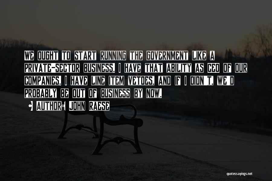 John Raese Quotes: We Ought To Start Running The Government Like A Private-sector Business. I Have That Ability As Ceo Of Our Companies.