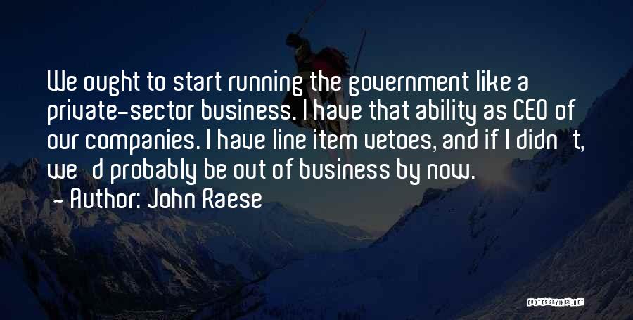 John Raese Quotes: We Ought To Start Running The Government Like A Private-sector Business. I Have That Ability As Ceo Of Our Companies.