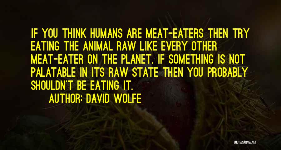 David Wolfe Quotes: If You Think Humans Are Meat-eaters Then Try Eating The Animal Raw Like Every Other Meat-eater On The Planet. If