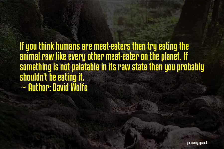 David Wolfe Quotes: If You Think Humans Are Meat-eaters Then Try Eating The Animal Raw Like Every Other Meat-eater On The Planet. If