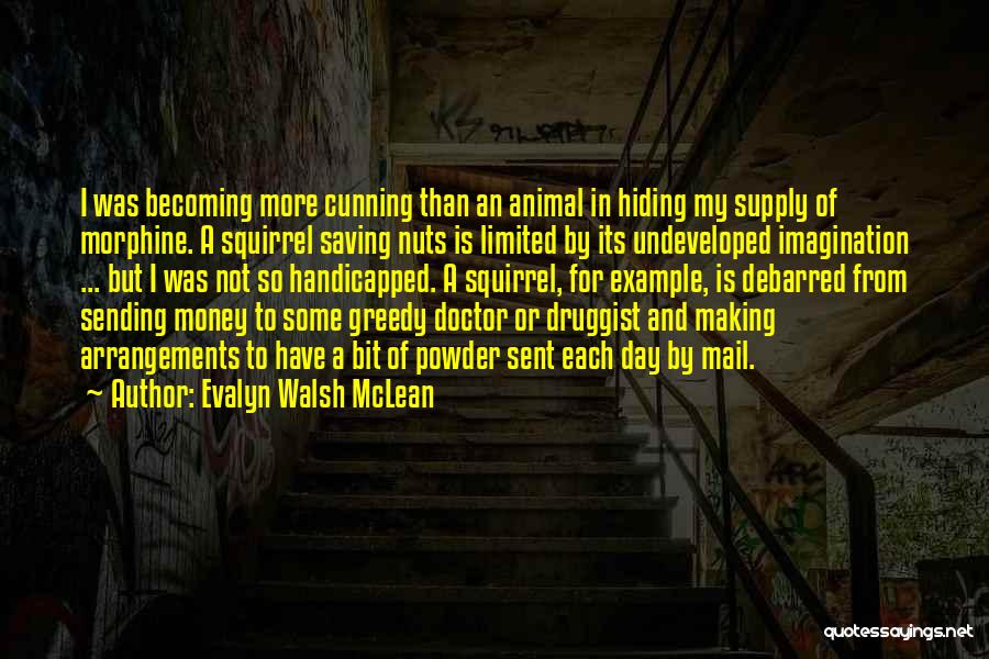 Evalyn Walsh McLean Quotes: I Was Becoming More Cunning Than An Animal In Hiding My Supply Of Morphine. A Squirrel Saving Nuts Is Limited