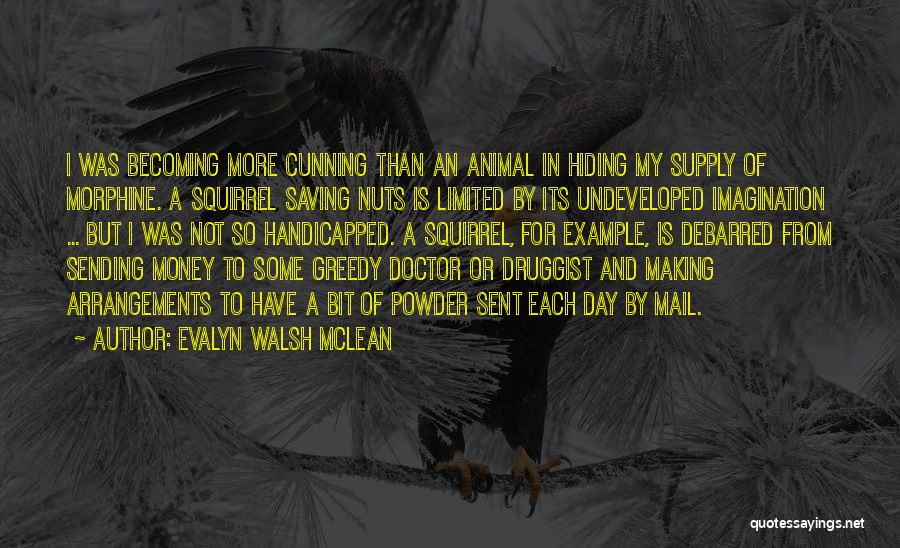 Evalyn Walsh McLean Quotes: I Was Becoming More Cunning Than An Animal In Hiding My Supply Of Morphine. A Squirrel Saving Nuts Is Limited