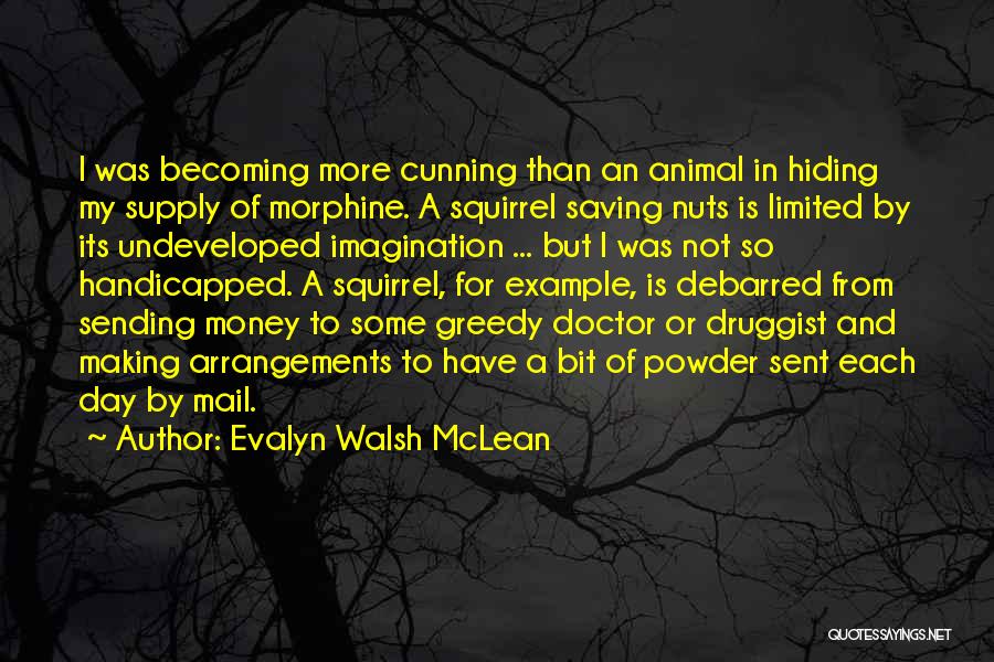 Evalyn Walsh McLean Quotes: I Was Becoming More Cunning Than An Animal In Hiding My Supply Of Morphine. A Squirrel Saving Nuts Is Limited