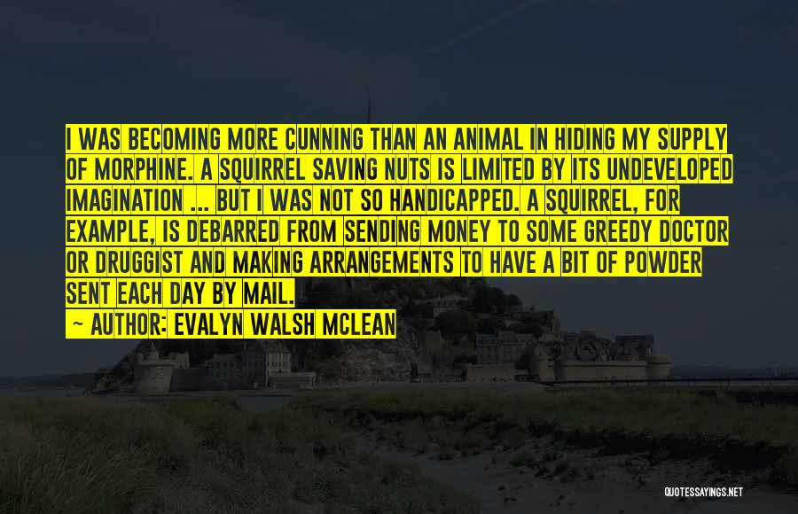 Evalyn Walsh McLean Quotes: I Was Becoming More Cunning Than An Animal In Hiding My Supply Of Morphine. A Squirrel Saving Nuts Is Limited