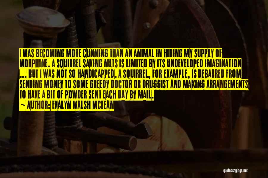 Evalyn Walsh McLean Quotes: I Was Becoming More Cunning Than An Animal In Hiding My Supply Of Morphine. A Squirrel Saving Nuts Is Limited