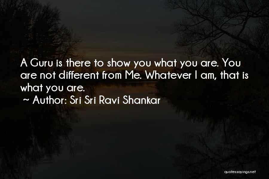 Sri Sri Ravi Shankar Quotes: A Guru Is There To Show You What You Are. You Are Not Different From Me. Whatever I Am, That