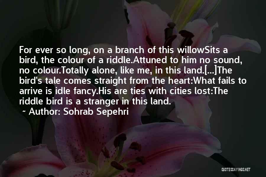 Sohrab Sepehri Quotes: For Ever So Long, On A Branch Of This Willowsits A Bird, The Colour Of A Riddle.attuned To Him No