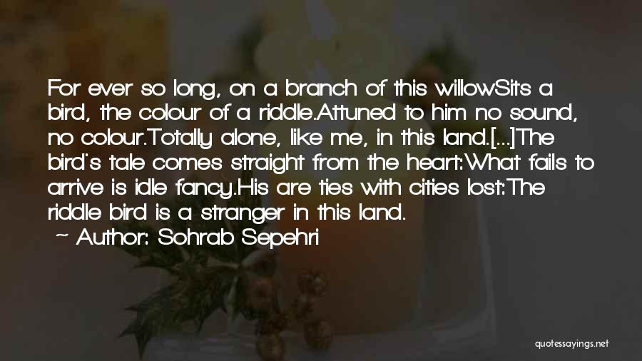 Sohrab Sepehri Quotes: For Ever So Long, On A Branch Of This Willowsits A Bird, The Colour Of A Riddle.attuned To Him No