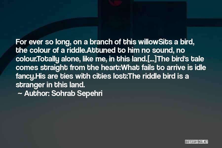 Sohrab Sepehri Quotes: For Ever So Long, On A Branch Of This Willowsits A Bird, The Colour Of A Riddle.attuned To Him No