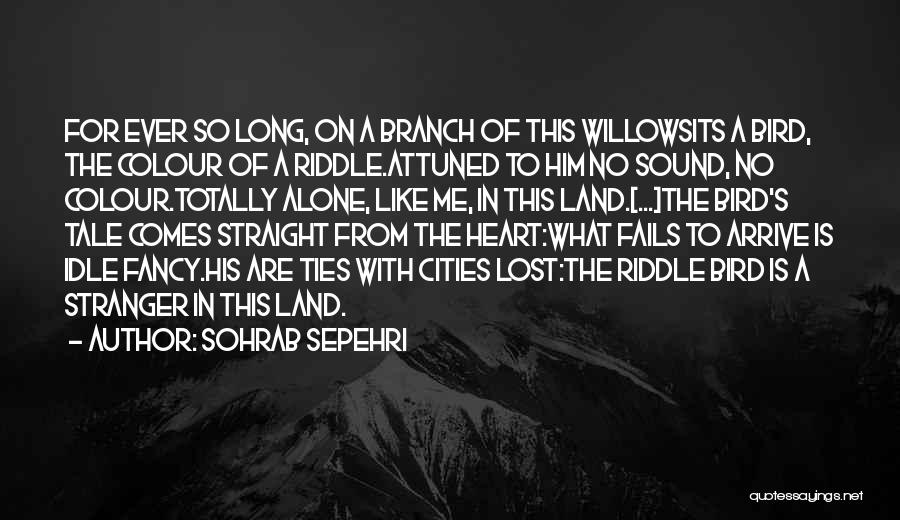 Sohrab Sepehri Quotes: For Ever So Long, On A Branch Of This Willowsits A Bird, The Colour Of A Riddle.attuned To Him No