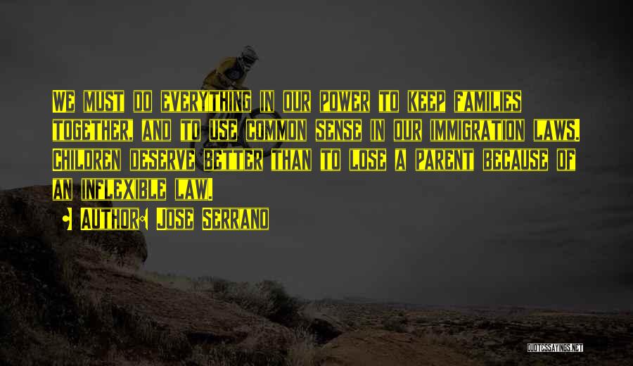 Jose Serrano Quotes: We Must Do Everything In Our Power To Keep Families Together, And To Use Common Sense In Our Immigration Laws.