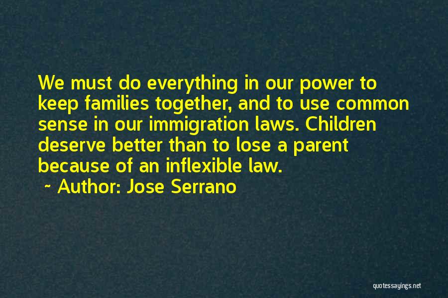 Jose Serrano Quotes: We Must Do Everything In Our Power To Keep Families Together, And To Use Common Sense In Our Immigration Laws.