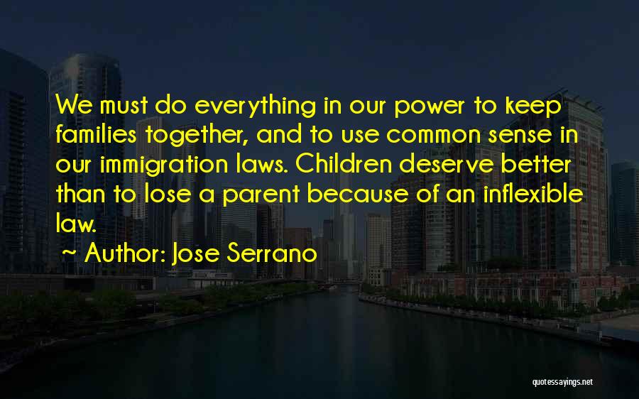 Jose Serrano Quotes: We Must Do Everything In Our Power To Keep Families Together, And To Use Common Sense In Our Immigration Laws.